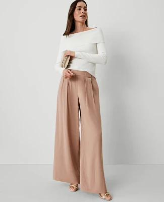 Ann Taylor Studio Collection Silk Palazzo Pant Size 6 Toffee Tan Women's