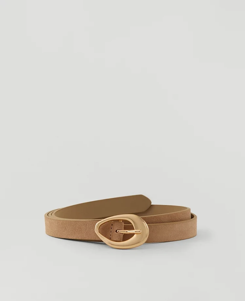 Ann Taylor Suede Textured Buckle Belt Light Sand Women's