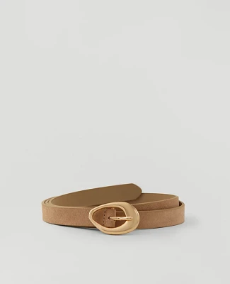 Ann Taylor Suede Textured Buckle Belt Light Sand Women's
