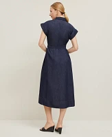 Ann Taylor Flare Midi Shirtdress Dark Chambray Women's