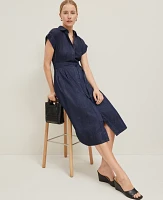 Ann Taylor Flare Midi Shirtdress Dark Chambray Women's