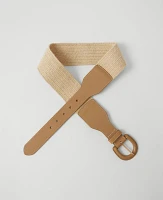 Ann Taylor Straw Covered Buckle Belt Desert Sand Women's