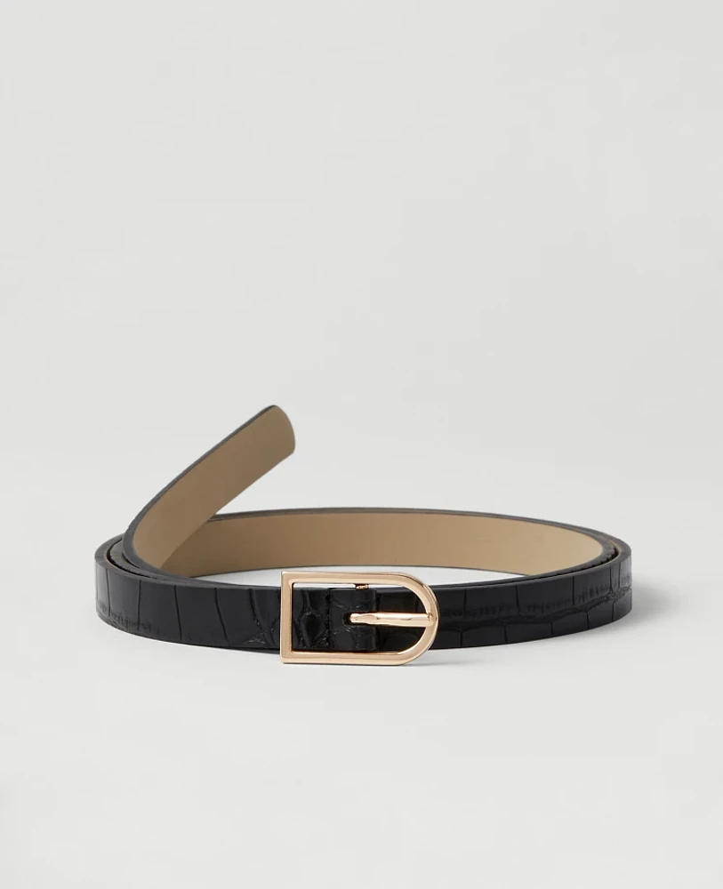 Ann Taylor Skinny Rectangle Buckle Belt Women's