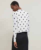 Ann Taylor Dotted Cropped Open Cardigan White Women's