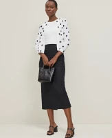 Ann Taylor Dotted Cropped Open Cardigan White Women's
