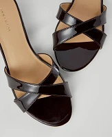Ann Taylor Patent Crossover Slingback Kitten Heel Sandals Rich Walnut Women's