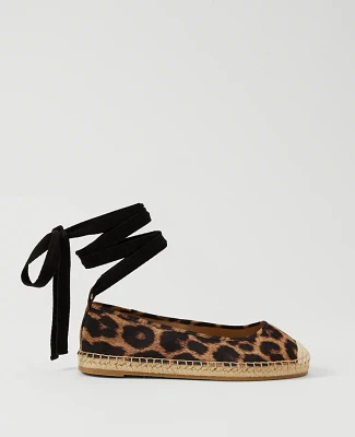 Ann Taylor Lace-Up Espadrille Flats Brown Multi Women's