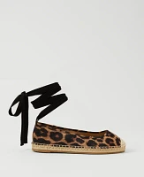 Ann Taylor Lace-Up Espadrille Flats Brown Multi Women's