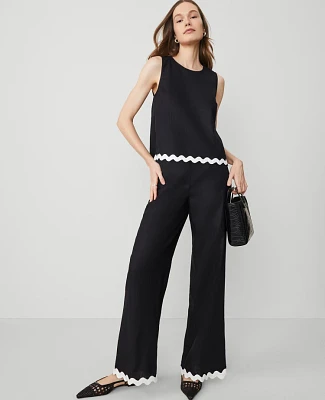 Ann Taylor The Wide-Leg Pant Linen Blend Black Women's