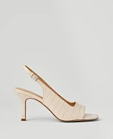 Ann Taylor Embossed Square Toe Slingback Sandals Pearl Shadow Women's