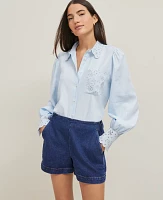 Ann Taylor The Denim Short Size 14 Refined Mid Indigo Wash Women's