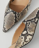 Ann Taylor Snake Print Nip Toe Kitten Heel Mule Pumps Black Women's