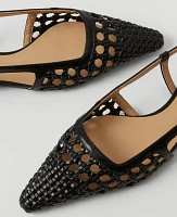 Ann Taylor Woven Leather Nip Toe Slingback Flats Women's