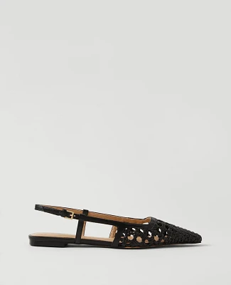 Ann Taylor Woven Leather Nip Toe Slingback Flats Women's