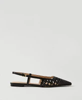 Ann Taylor Woven Leather Nip Toe Slingback Flats Women's