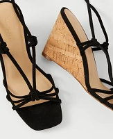 Ann Taylor Suede Lace-Up Espadrille Wedge Sandals Women's