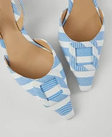 Ann Taylor Pointy Toe Buckle Slingback Pumps Zephyr Blue Women's