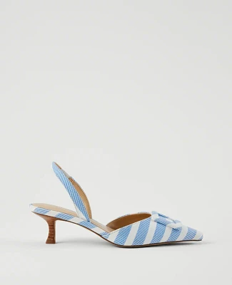Ann Taylor Pointy Toe Buckle Slingback Pumps Zephyr Blue Women's