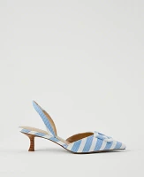Ann Taylor Pointy Toe Buckle Slingback Pumps Zephyr Blue Women's