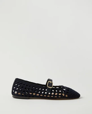 Ann Taylor Woven Mary Jane Ballet Flats Night Sky Women's