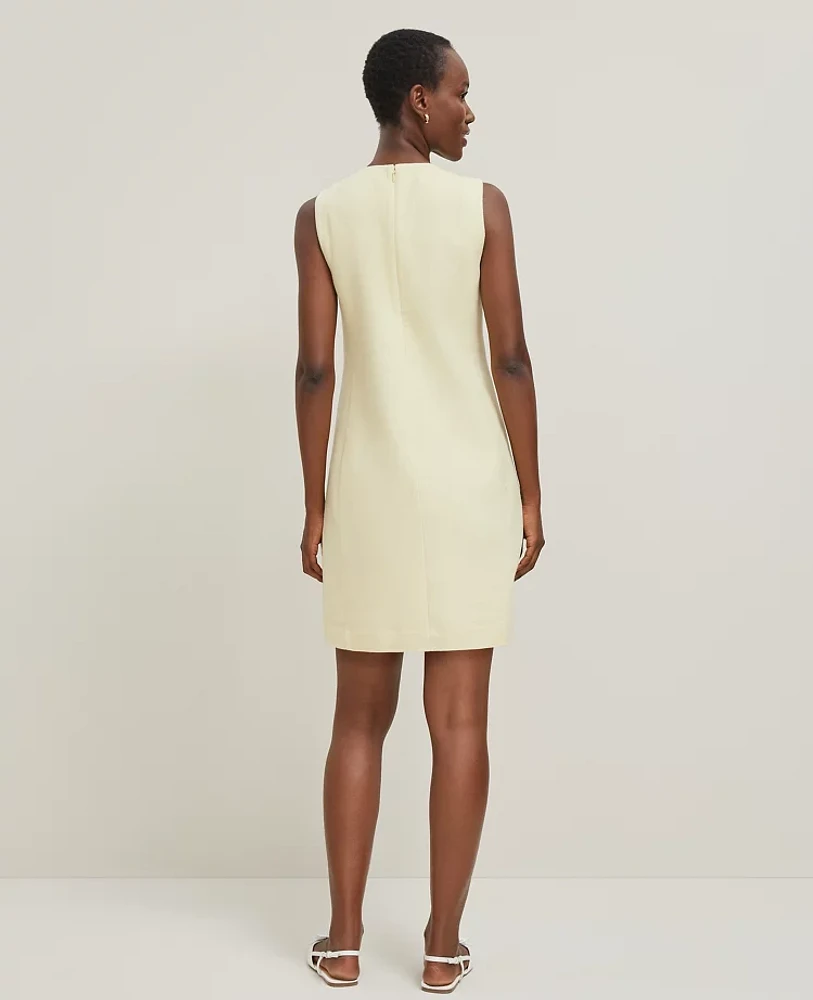 Ann Taylor Petite Button Pocket Shift Dress Yellow Buttercream Women's