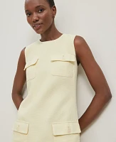 Ann Taylor Petite Button Pocket Shift Dress Yellow Buttercream Women's