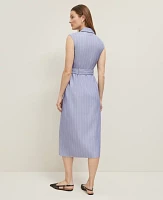 Ann Taylor The Petite Belted Blazer Wrap Dress Pinstripe Velvet Morning Women's
