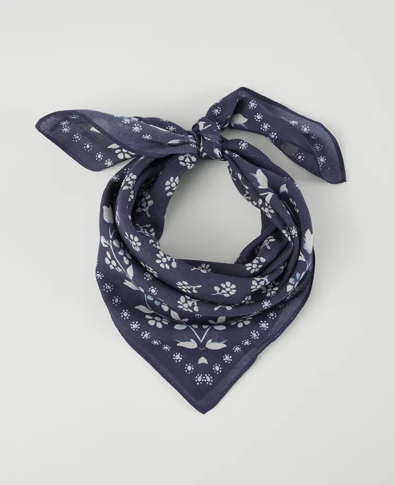 Ann Taylor Weekend Collection Petaled Square Scarf Night Sky Women's