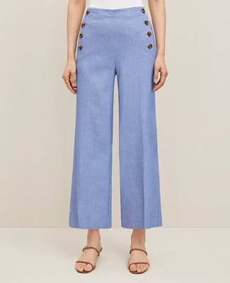 Ann Taylor The Sailor Grace Straight Pant in Linen Blend — Curvy Fit Size 8 Blue Grotto Women's