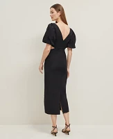 Ann Taylor Petite Linen Blend Cutout Dress Black Women's