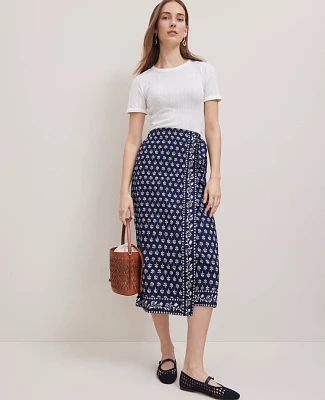 Ann Taylor Petite Weekend Collection Petaled Sarong Skirt Blue Women's