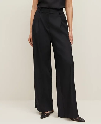 Ann Taylor The Wide Leg Pant in Linen Blend — Curvy Fit Size 0 Black Women's