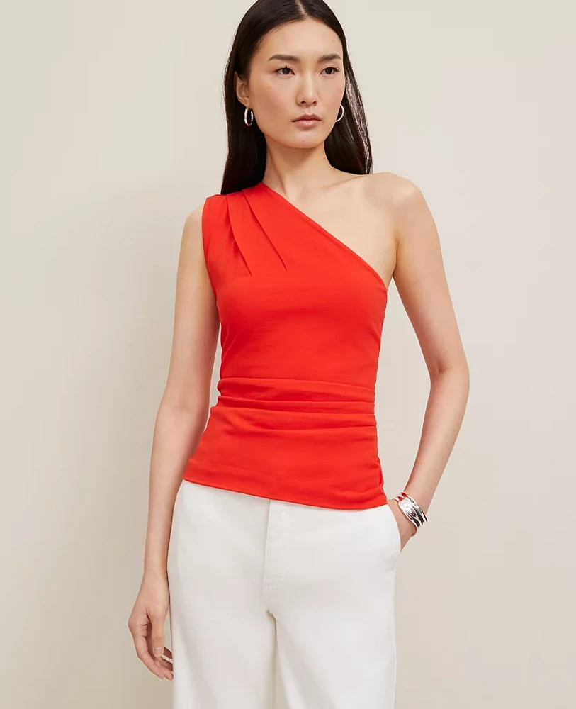 Ann Taylor Ruched One Shoulder Top Women's