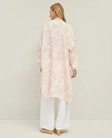 Ann Taylor Floral Long Kimono White Women's