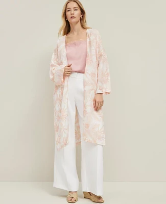 Ann Taylor Floral Long Kimono White Women's