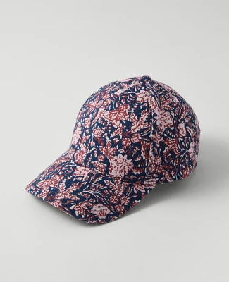 Ann Taylor Weekend Collection Floral Baseball Cap Navy Pebble Women's