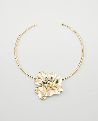 Ann Taylor Metal Flower Statement Necklace Goldtone Women's