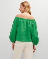Ann Taylor Petite Eyelet Off The Shoulder Top Natural Green Women's