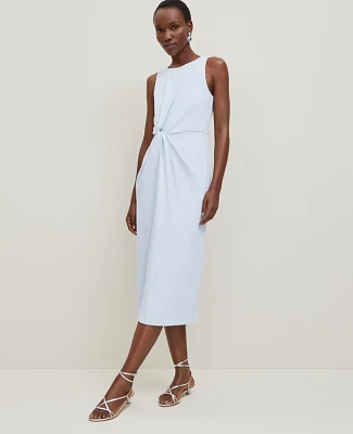 Ann Taylor Petite Crepe Twist Sheath Dress Zephyr Blue Women's