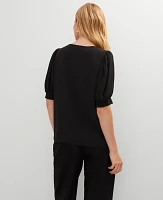 Ann Taylor Petite V-Neck Popover Top Black Women's