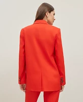 Ann Taylor The Petite Longline Blazer Linen Blend Fiery Red Women's