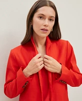 Ann Taylor The Petite Longline Blazer Linen Blend Fiery Red Women's