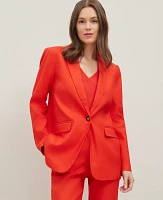 Ann Taylor The Petite Longline Blazer Linen Blend Fiery Red Women's