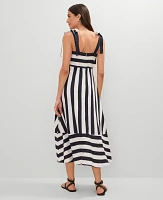 Ann Taylor Weekend Collection Striped Linen Blend Midi Dress Night Sky Women's