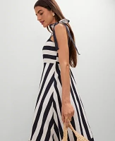 Ann Taylor Weekend Collection Striped Linen Blend Midi Dress Night Sky Women's