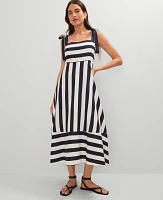 Ann Taylor Weekend Collection Striped Linen Blend Midi Dress Night Sky Women's