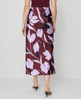 Ann Taylor Floral Satin Bias Slip Skirt B Windsor Wine Women's