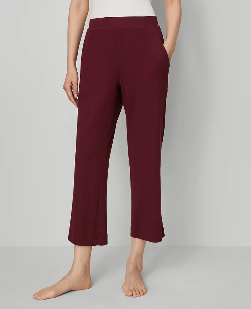 Ann Taylor Ribbed Wide-Leg Lounge Pants Windsor Wine Women's