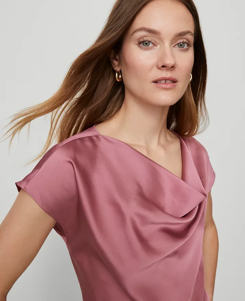 Ann Taylor Satin Cowl Neck Top Women's