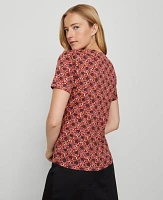 Ann Taylor Weekend Collection Floral Crew Neck T-Shirt French Pink Clay Women's